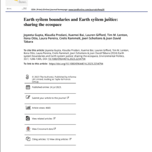 Earth system boundaries and Earth system justice: sharing the ecospace