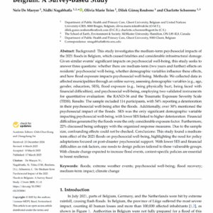 The Medium-Term Psychosocial Impact of the 2021 Floods in Belgium: A Survey-Based Study