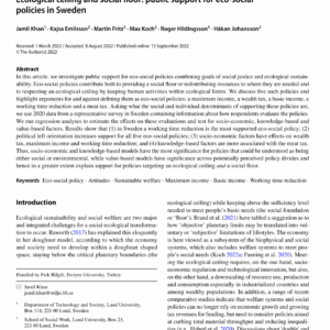 Ecological ceiling and social floor: public support for eco-social policies in Sweden