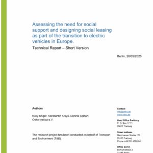 Assessing the need for social support and designing social leasing as part of the transition to electric vehicles in Europe