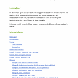 Checklist deelmobiliteit in woonomgevingen