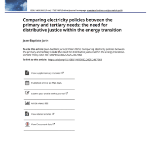 Comparing electricity policies between the primary and tertiary needs: the need for distributive justice within the energy transition